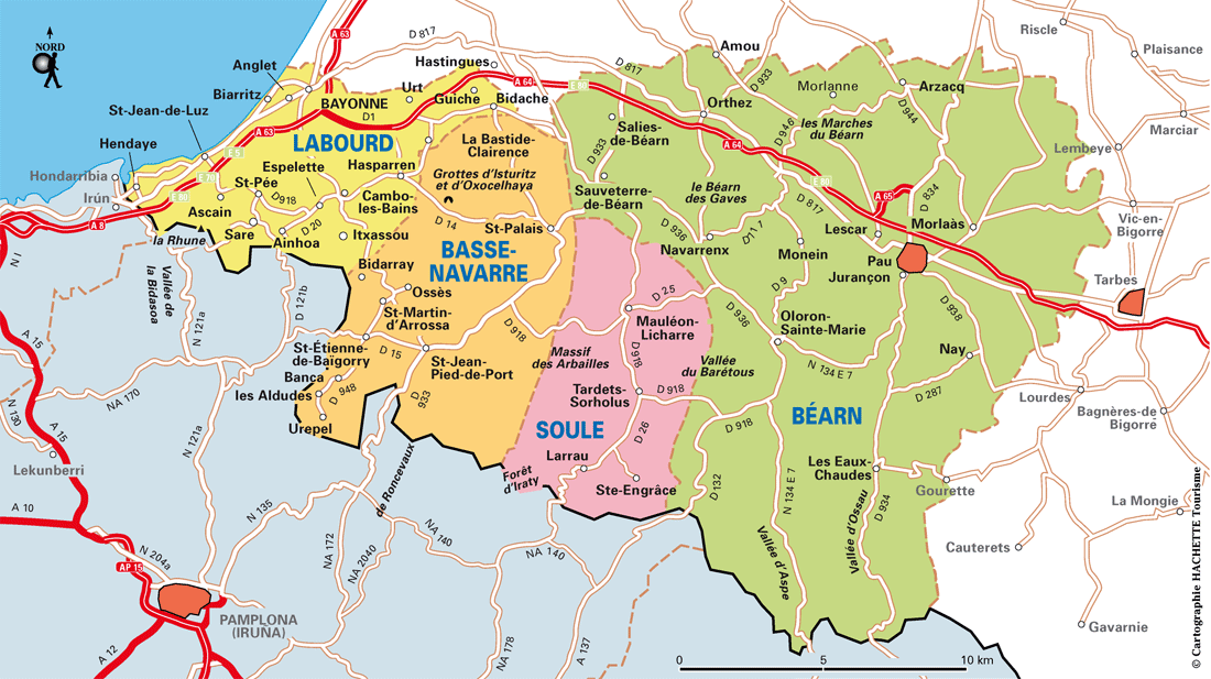 Carte des Pyrénées atlantiques et de la section 6400